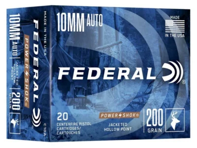 FEDERAL 10MM AUTO 200GR POWER-SHOK JHP AMMO 20RD