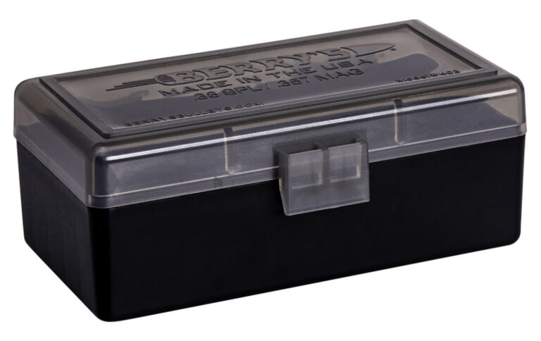 Berry’s 92948 Ammo Box 38Special/357Mag Smoke/Black Polypropylene 50rd Berry’s 92948 Ammo Box 38Special/357Mag Smoke/Black Polypropylene 50rd
