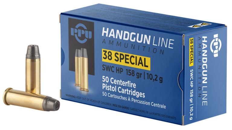 PPU .38 SPECIAL SWC HP 158G 50RD BOX 10 BOXES PER CASE PPU .38 SPECIAL SWC HP 158G 50RD BOX 10 BOXES PER CASE
