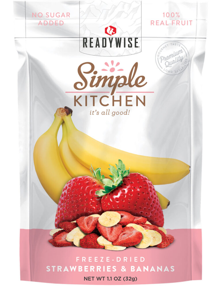 ReadyWise SK05009 Simple Kitchen Freeze Dried Fruit Strawberry & Bananas 1 Serving Pouch 6 Per Case ReadyWise SK05009 Simple Kitchen Freeze Dried Fruit Strawberry & Bananas 1 Serving Pouch 6 Per Case