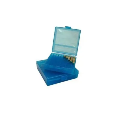 MTM CASE GARD FLIP-TOP BOX CARTRDGE 38/357 100RD CLR BLUE ( 24 PER CASE )