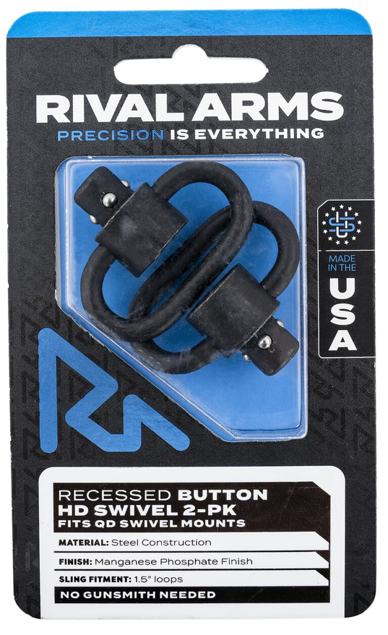 Rival Arms RA-RA92S2A HD Swivel Set Black Manganese Phosphate Steel with 1.5″ Loops & Recessed Button Rival Arms RA-RA92S2A HD Swivel Set Black Manganese Phosphate Steel with 1.5″ Loops & Recessed Button
