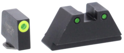 Green Tritium LimeGreenLumi Rnd Outline .315/Black .394 for Glock Tall Supp