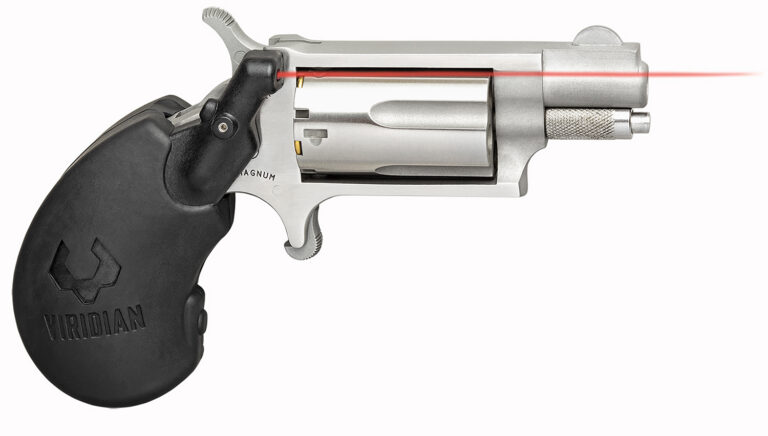 North American Arms 22MSVL Mini-Revolver w/Laser 22 WMR 5rd Shot 1.13″ Stainless Steel Barrel, Frame & Cylinder, Black Polymer Grip, Viridian E-Series Red Laser, Exposed Hammer