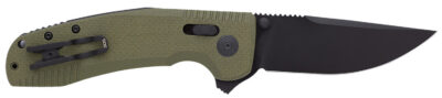 S.O.G SOG12380241 SOG-TAC XR 3.39″ Folding Clip Point Plain Black TiNi Cryo D2 Steel Blade OD Green G10 Handle Includes Pocket Clip
