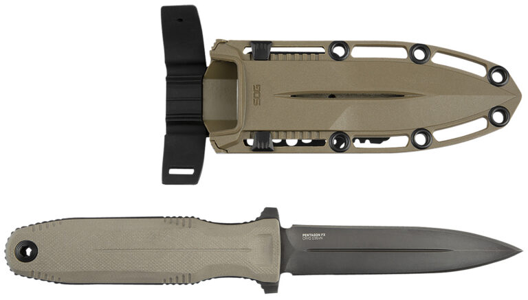 S.O.G SOG17610257 Pentagon FX 4.77″ Fixed Spear Point Plain Black Titanium Nitride Cryo CPM S35VN Blade/G10 FLat Dark Earth Handle S.O.G SOG17610257 Pentagon FX 4.77″ Fixed Spear Point Plain Black Titanium Nitride Cryo CPM S35VN Blade/G10 FLat Dark Earth Handle