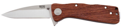 S.O.G SOGTWI17CP Twitch II 2.65″ Folding Drop Point Plain Satin AUS-8A SS Blade Brown Rosewood Handle Includes Pocket Clip