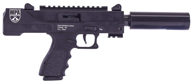MasterPiece Arms 30DMGBLK Defender Top Cocking TB 9mm Luger Caliber with 4.50″ Barrel, 17+1 Capacity, Overall Black Cerakote Finish, Black Aluminum Grip Right Hand Includes Polymer Case MasterPiece Arms 30DMGBLK Defender Top Cocking TB 9mm Luger Caliber with 4.50″ Barrel, 17+1 Capacity, Overall Black Cerakote Finish, Black Aluminum Grip Right Hand Includes Polymer Case