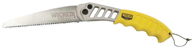 Wicked Tree Gear WTG007 Tough Utility  Folding Saw 7″ High Carbon Steel Blade/Yellow Overmold Aluminum Handle
