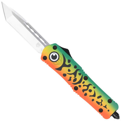 CobraTec Knives MFLGNFS3TNS FS-3 Fishing Lure Medium 3″ OTF Tanto Plain Satin D2 Steel Blade, 4.50″ Green Fishing Lure Aluminum Cerakoted Handle