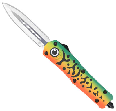 CobraTec Knives MFLGNFS3DAGNS FS-3 Fishing Lure Medium 3″ OTF Dagger Plain Satin D2 Steel Blade, 4.50″ Green Fishing Lure Aluminum Cerakoted Handle