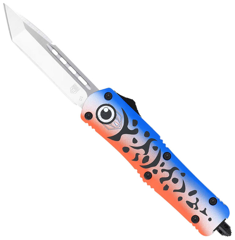 CobraTec Knives MFLBLUFS3TNS FS-3 Fishing Lure Medium 3″ OTF Tanto Plain Satin D2 Steel Blade, 4.50″ Blue Fishing Lure Aluminum Cerakoted Handle
