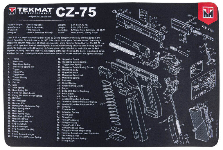 TekMat TEKR17CZ75 CZ 75 Cleaning Mat Black/White Rubber 11″x17″ CZ-75 Parts Diagram TekMat TEKR17CZ75 CZ 75 Cleaning Mat Black/White Rubber 11″x17″ CZ-75 Parts Diagram