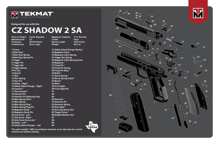 TekMat TEKR17CZSHDW2 CZ Shadow 2 SA Cleaning Mat Black/White Rubber 11″x17″ CZ-75 Shadow 2 SA Diagram TekMat TEKR17CZSHDW2 CZ Shadow 2 SA Cleaning Mat Black/White Rubber 11″x17″ CZ-75 Shadow 2 SA Diagram