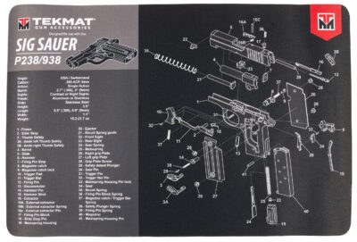 TekMat TEKR17SIGP238 Sig Sauer P238 Cleaning Mat Black/Gray Rubber 11″x17″ Sig P238 Parts Diagram