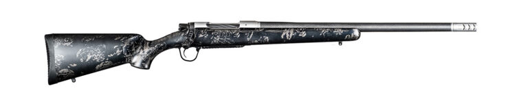 Christensen Arms 8010631600 Ridgeline FFT TI 6.8 Western 3+1 20″ Carbon Fiber Threaded Barrel, Stainless Titanium Rec, Black with Gray Accents Stock