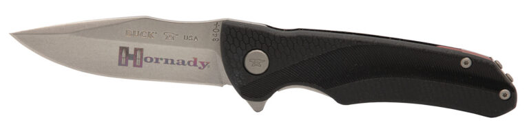 Hornady 99143 Folding Plain Satin w Laser Engraved Logo 420HC SS Blade Black GFN Handle Includes Pocket Clip Hornady 99143 Folding Plain Satin w Laser Engraved Logo 420HC SS Blade Black GFN Handle Includes Pocket Clip