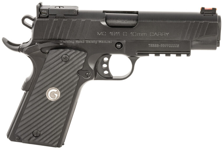EAA GIRSAN 390605 MC1911 C Carry Frame 10mm Auto 9+1, 4.40″ Black Steel Barrel, Blued Serrated Steel Slide, Black Steel Frame w/Beavertail & Picatinny Rail, Black Grip, Ambidextrous EAA GIRSAN 390605 MC1911 C Carry Frame 10mm Auto 9+1, 4.40″ Black Steel Barrel, Blued Serrated Steel Slide, Black Steel Frame w/Beavertail & Picatinny Rail, Black Grip, Ambidextrous
