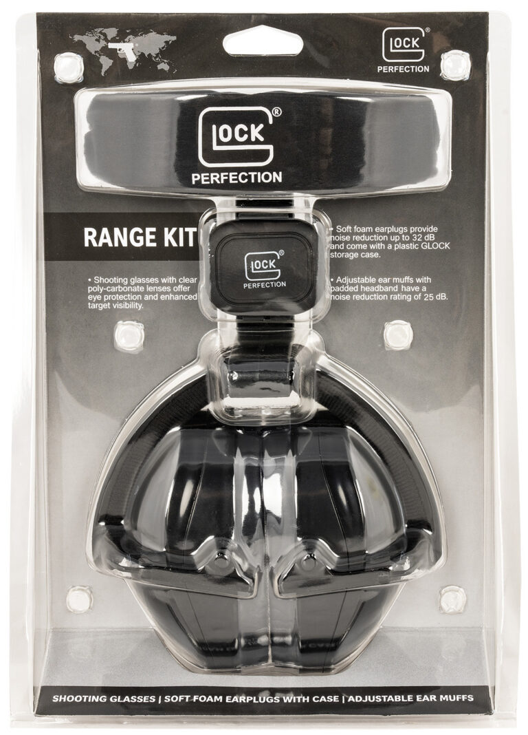 Glock AP60220 Range Kit 25 dB Padded Headband Adjustable Ear Muff, Clear Poly-Carbonate Shooter/Safety Glasses, 32 dB Foam Ear Plugs, Includes Cloth Pouch & Ear Plug Case Glock AP60220 Range Kit 25 dB Padded Headband Adjustable Ear Muff, Clear Poly-Carbonate Shooter/Safety Glasses, 32 dB Foam Ear Plugs, Includes Cloth Pouch & Ear Plug Case