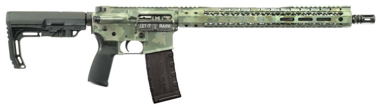 Black Rain Ordnance  Spec15  5.56x45mm NATO 16″ 30+1, Jungle Camo Cerakote, Black MFT Minimalist Stock & Grip