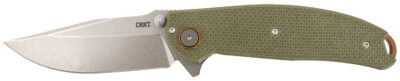 CRKT 2471 Butte  3.36″ Folding Plain Stonewashed D2 Steel Blade/OD Green G10 Handle Includes Pocket Clip