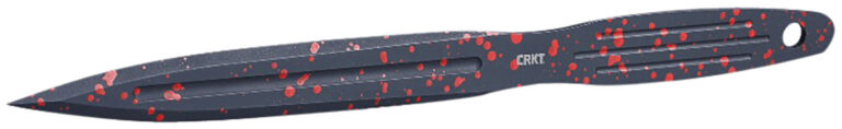 CRKT K930RKP Onion Throwing Knives 6.25″ Fixed Spear Point Plain Non-Sharp Black/Red Spatter 1050 High Carbon  Includes Sheath 3 Blades