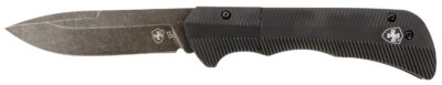 Templar Knife AAABK321 Auto Assist  3.50″ Folding Drop Point Plain Black Oxide Stonewashed D2 Steel Blade, 4.25″ Aluminum Handle