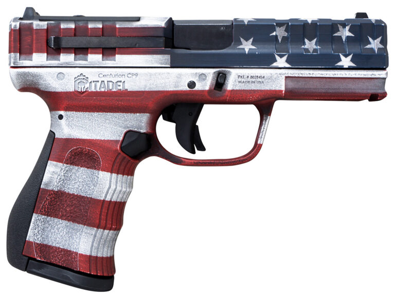 Citadel CITCP9USA Centurion CP9 Compact Frame 9mm Luger 14+1, 4″ Black Steel Barrel, American Flag Cerakote Optic Ready/Serrated Steel Slide, Polymer Frame & Grip
