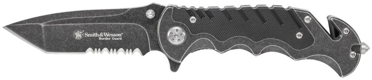 Smith & Wesson Knives SWBG10SCP Border Guard 3.50″ Folding Part Serrated Stainless Steel Blade 4.80″ Aluminum/G10 Handle Includes Pocket Clip Smith & Wesson Knives SWBG10SCP Border Guard 3.50″ Folding Part Serrated Stainless Steel Blade 4.80″ Aluminum/G10 Handle Includes Pocket Clip