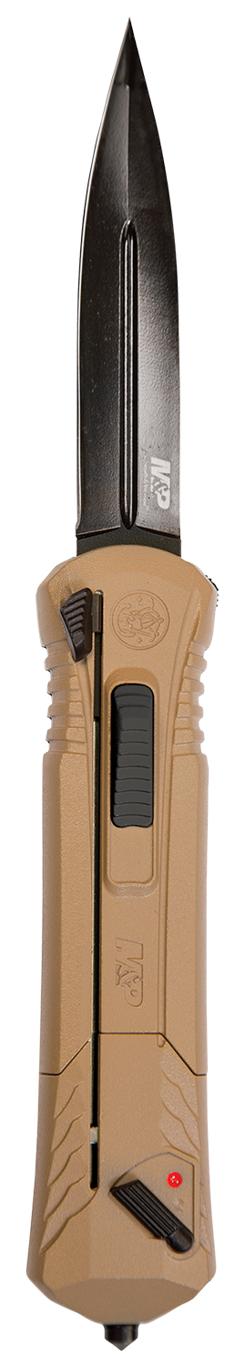 Smith & Wesson Knives 1092050 M&P 3.50″ OTF Spear Point Plain Black Oxide AUS-8A SS Blade 5.16″ Flat Dark Earth Aluminum Handle Smith & Wesson Knives 1092050 M&P 3.50″ OTF Spear Point Plain Black Oxide AUS-8A SS Blade 5.16″ Flat Dark Earth Aluminum Handle