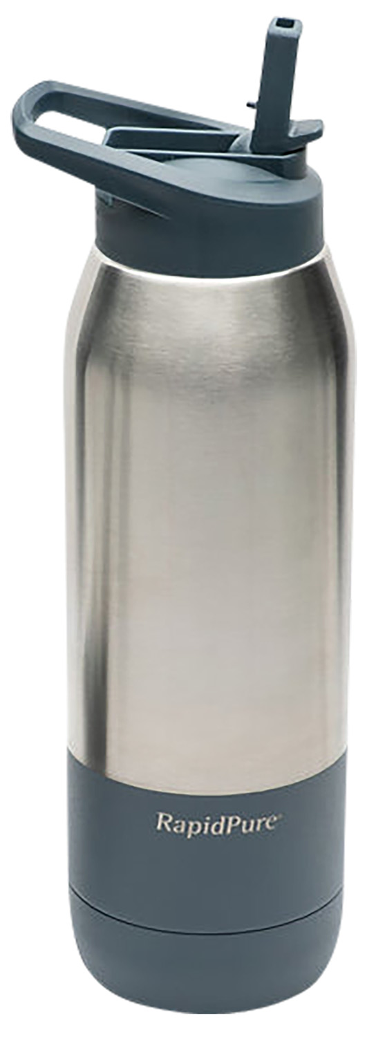 RapidPure 01600124 Purifier + Insulated Steel Bottle Compatible With Most 2.5″ Water Bottles, Stainless Steel, 3.5″ x 3.5″ x 11.1″, Includes Ultralight Straw