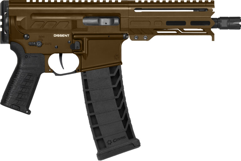 CMMG 94A6867MB Dissent MK4 9mm Luger 33+1 6.50″, Midnight Bronze Rec, Picatinny Brace Adapter, 5.50″ M-LOK Handguard, Left Side Charging Handle, Zeroed Linear Comp, Zeroed Drop-In Single Stage Trigger