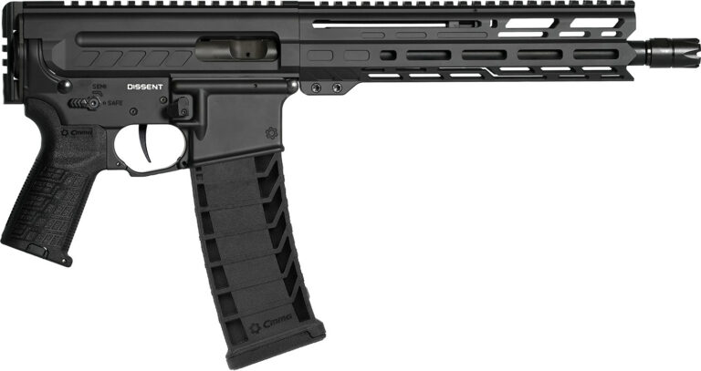 CMMG 94A8041AB Dissent MK4 9mm Luger 33+1 10.50″, Black, Picatinny Brace Adapter, 9.60″ M-LOK Handguard, Left Side Charging Handle, Zeroed Linear Comp, Zeroed Drop-In Single Stage Trigger
