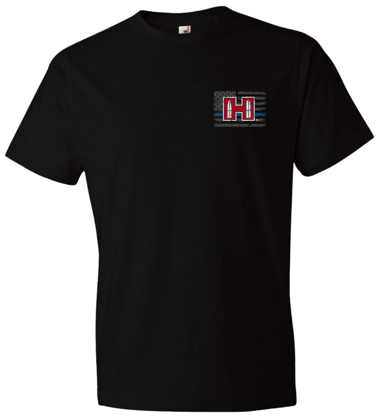 Hornady Gear 30761 POW Blue Line Black, Cotton Short Sleeve, Semi-Fitted Small Hornady Gear 30761 POW Blue Line Black, Cotton Short Sleeve, Semi-Fitted Small