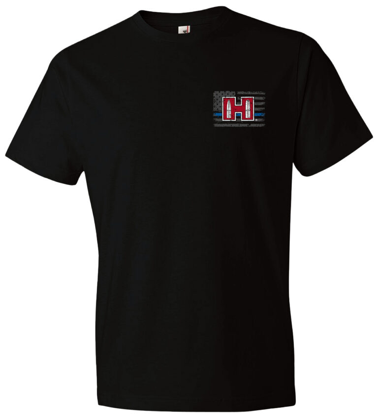 Hornady Gear 30763 POW Blue Line Black, Cotton Short Sleeve, Semi-Fitted Large Hornady Gear 30763 POW Blue Line Black, Cotton Short Sleeve, Semi-Fitted Large