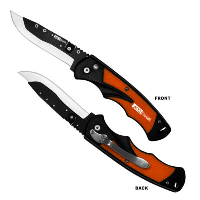 AccuSharp 741C Replaceable Blade Razor  3.50″ Folding Plain Stainless Steel Blade/Blaze Orange Ergonomic Anti-Slip Anodized Aluminum Handle/ Includes 2 Replacement Blades/Belt Clip