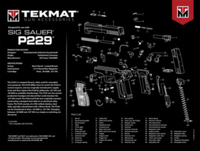 TekMat TEKR20SIGP229 Sig Sauer P229 Ultra 20 Cleaning Mat Multi-Color Rubber 15″x20″ Sig P229 Parts Diagram