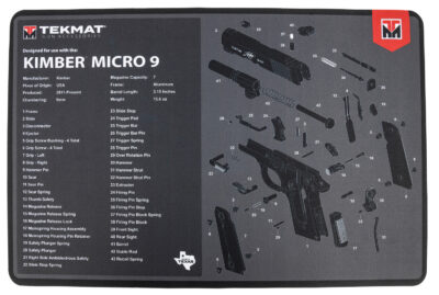 TekMat TEKR17KIMBERMCR9 Kimber Micro 9 Cleaning Mat Black/Gray Rubber 11″x17″ Kimber Micro 9 Diagram