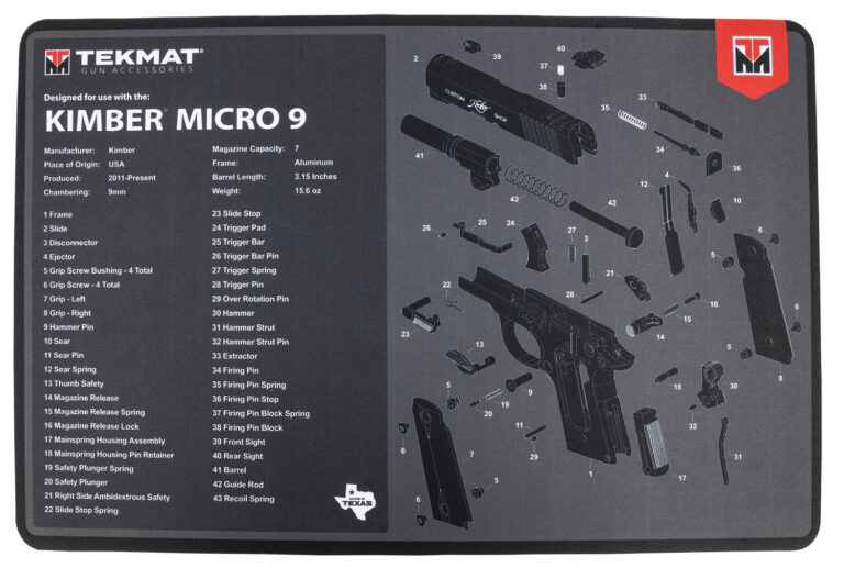 TekMat TEKR17KIMBERMCR9 Kimber Micro 9 Cleaning Mat Black/Gray Rubber 11″x17″ Kimber Micro 9 Diagram TekMat TEKR17KIMBERMCR9 Kimber Micro 9 Cleaning Mat Black/Gray Rubber 11″x17″ Kimber Micro 9 Diagram