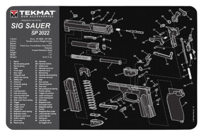 TekMat TEKR17SIGSP2022  Cleaning Mat Black/Gray Rubber 11″x17″ Sig Sauer SP 2022 Parts Diagram