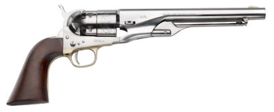 Pietta PF60OS448 1860 Army “Old Silver” 44 Cal 8″ 6rd Old Silver Steel Frame, Cylinder & Round Barrel w/Walnut Grip