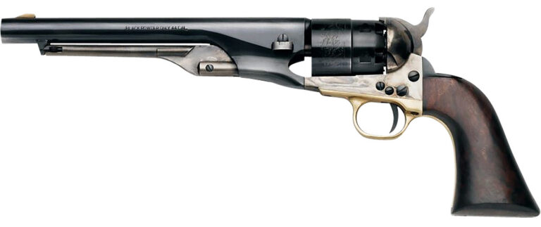 Pietta PF60OWS448 1860 Old West 44 Cal 8″ 6rd Blued & Engraved Cylinder, Blued Steel Barrel, Wood Grip Pietta PF60OWS448 1860 Old West 44 Cal 8″ 6rd Blued & Engraved Cylinder, Blued Steel Barrel, Wood Grip