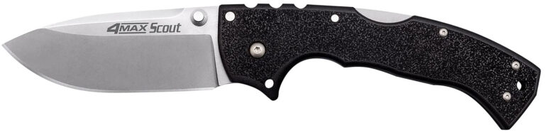 Cold Steel CS62RQZ 4-Max Scout 4″ Folding Drop Point Plain Stonewashed/6″ Black Griv-Ex Handle Includes Belt Clip Cold Steel CS62RQZ 4-Max Scout 4″ Folding Drop Point Plain Stonewashed/6″ Black Griv-Ex Handle Includes Belt Clip