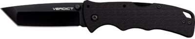 Cold Steel CSFLC3T10A Verdict  3″ Folding Tanto Plain Black Matte AUS-10A SS Blade/Black G10 Handle Includes Belt Clip
