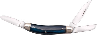 Cold Steel CSFLGSTKMB Gentleman’s Stockman 2″/2.10″/2.50″ Folding Clip/Sheepsfoot/Spey Plain 8Cr13MoV SS Blade/Dark Blue w/Polished Bolsters Bone Handle