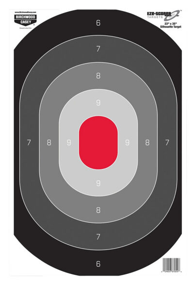 Birchwood Casey 37053 EZE-Scorer Silhouette Oval Target Hanging Paper All Firearms 23″ x 35″ Black/Gray/Red 5 Targets