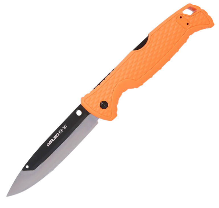 Muddy MUD-FL-35RB5PZ SWAP Replace-A-Blade 3.50″ Folding Drop Point Plain 420J2 SS Blade, Blaze Orange Textured GFN Handle, Includes Lanyard/Pocket Clip, 3 Replacement Blades Muddy MUD-FL-35RB5PZ SWAP Replace-A-Blade 3.50″ Folding Drop Point Plain 420J2 SS Blade, Blaze Orange Textured GFN Handle, Includes Lanyard/Pocket Clip, 3 Replacement Blades