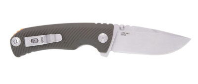 S.O.G SOG11060143 Tellus ATK  3.50″ Folding Clip Point Plain Stonewashed Cryo 440C SS Blade/ Olive Drab w/Orange Backspacer GRN Handle Includes Belt Clip