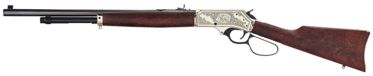 Henry H010BGWL Wildlife 45-70 Gov 4+1 22″ Blued Octagon, Polished Brass Engraved Rec, American Walnut Furniture, Large Loop Lever, Adj. Brass Bead Sight Henry H010BGWL Wildlife 45-70 Gov 4+1 22″ Blued Octagon, Polished Brass Engraved Rec, American Walnut Furniture, Large Loop Lever, Adj. Brass Bead Sight