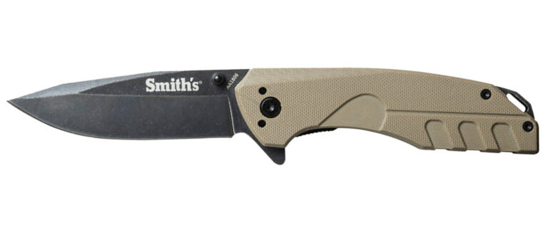 Smiths Products 50995 BattlePlan 3.35″ Folding Drop Point Plain Black Stonewashed 400 SS Blade/ Desert Tan G10 Handle Includes Pocket Clip Smiths Products 50995 BattlePlan 3.35″ Folding Drop Point Plain Black Stonewashed 400 SS Blade/ Desert Tan G10 Handle Includes Pocket Clip